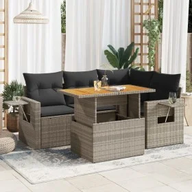 Juego de sofás jardín con cojines 5 pzas ratán sintético gris by , Garden sets - Ref: Foro24-3327147, Price: 379,98 €, Discou...