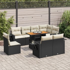 Set de sofás de jardín con cojines 9 pzas ratán sintético negro von , Gartensets - Ref: Foro24-3327164, Preis: 625,56 €, Raba...