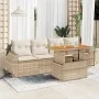Juego de sofás jardín con cojines 5 pzas ratán sintético beige by , Garden sets - Ref: Foro24-3327208, Price: 436,71 €, Disco...