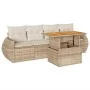Juego de sofás jardín con cojines 5 pzas ratán sintético beige by , Garden sets - Ref: Foro24-3327208, Price: 436,71 €, Disco...