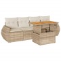 Juego de sofás jardín con cojines 5 pzas ratán sintético beige von , Gartensets - Ref: Foro24-3327208, Preis: 430,88 €, Rabat...