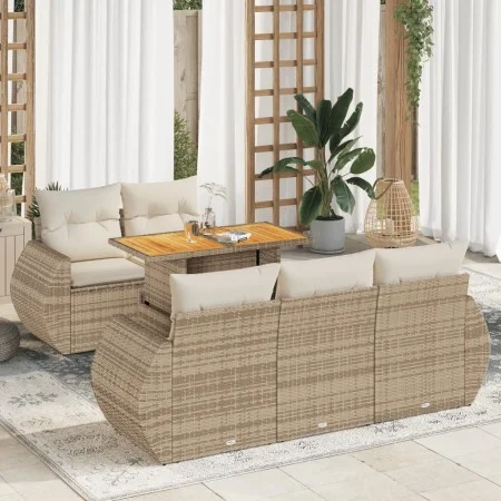 Juego de sofás jardín con cojines 6 pzas ratán sintético beige by , Garden sets - Ref: Foro24-3327215, Price: 567,37 €, Disco...