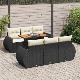 Set de sofás de jardín 7 pzas con cojines ratán sintético negro by , Garden sets - Ref: Foro24-3327220, Price: 535,13 €, Disc...
