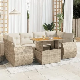 Set sofás de jardín 7 piezas y cojines ratán sintético beige by , Garden sets - Ref: Foro24-3327229, Price: 581,65 €, Discoun...