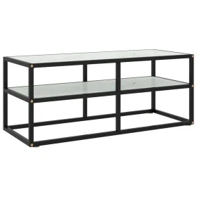 Black TV stand with white marble glass 100x40x40 cm by vidaXL, TV Furniture - Ref: Foro24-322857, Price: 73,65 €, Discount: %
