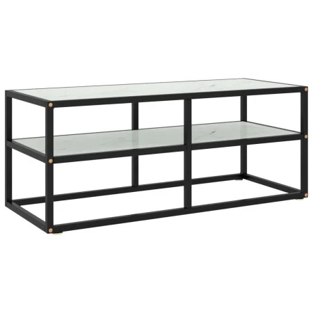 Mueble para TV negro con vidrio de mármol blanco 100x40x40 cm de vidaXL, Muebles TV - Ref: Foro24-322857, Precio: 73,65 €, De...