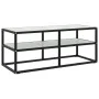 Mueble para TV negro con vidrio de mármol blanco 100x40x40 cm de vidaXL, Muebles TV - Ref: Foro24-322857, Precio: 73,65 €, De...