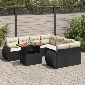 Set de sofás de jardín con cojines 9 pzas ratán sintético negro von , Gartensets - Ref: Foro24-3327241, Preis: 601,49 €, Raba...