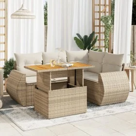 Juego de sofás jardín con cojines 5 pzas ratán sintético beige by , Garden sets - Ref: Foro24-3327257, Price: 456,97 €, Disco...