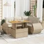 Juego de sofás jardín con cojines 5 pzas ratán sintético beige by , Garden sets - Ref: Foro24-3327257, Price: 456,97 €, Disco...