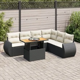 Set de sofás de jardín 7 pzas con cojines ratán sintético negro von , Gartensets - Ref: Foro24-3327269, Preis: 481,77 €, Raba...