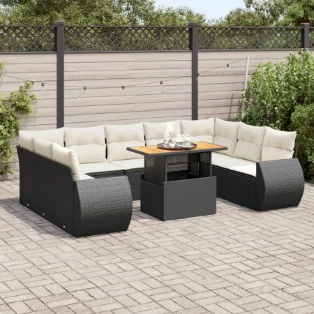 Set de sofás de jardín y cojines 10 pzas ratán sintético negro by , Garden sets - Ref: Foro24-3327304, Price: 699,04 €, Disco...