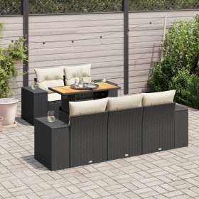 Set de sofás de jardín 6 piezas y cojines ratán sintético negro by , Garden sets - Ref: Foro24-3327325, Price: 467,16 €, Disc...