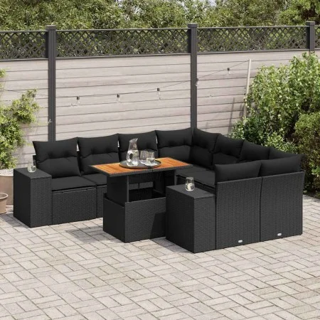 Set de sofás de jardín con cojines 9 pzas ratán sintético negro von , Gartensets - Ref: Foro24-3327352, Preis: 639,10 €, Raba...