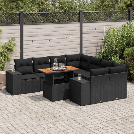 Set de sofás de jardín con cojines 9 pzas ratán sintético negro von , Gartensets - Ref: Foro24-3327352, Preis: 653,32 €, Raba...