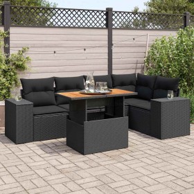 Set de sofás de jardín 6 piezas y cojines ratán sintético negro by , Garden sets - Ref: Foro24-3327373, Price: 469,06 €, Disc...