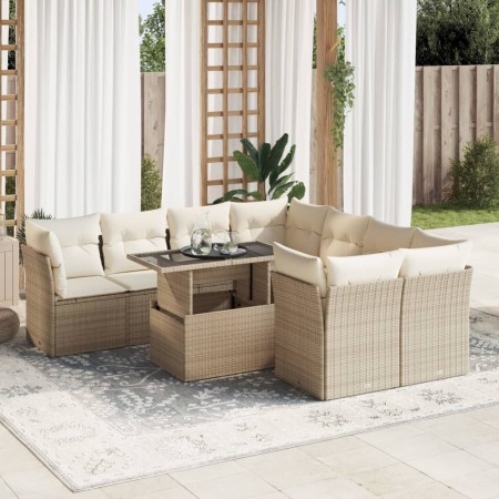 Set de sofás de jardín con cojines 9 pzas ratán sintético beige von , Gartensets - Ref: Foro24-3326129, Preis: 680,78 €, Raba...