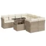Set de sofás de jardín con cojines 9 pzas ratán sintético beige by , Garden sets - Ref: Foro24-3326129, Price: 645,91 €, Disc...