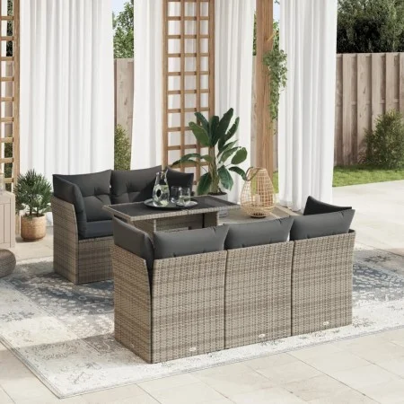 Set de muebles de jardín 6 pzas y cojines ratán sintético gris de , Conjuntos de jardín - Ref: Foro24-3326101, Precio: 425,35...