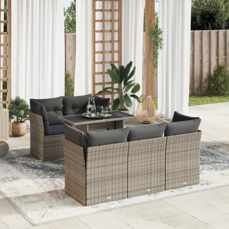 Set de muebles de jardín 6 pzas y cojines ratán sintético gris by , Garden sets - Ref: Foro24-3326101, Price: 431,21 €, Disco...
