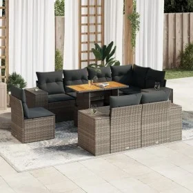 Set de sofás de jardín con cojines 9 pzas ratán sintético gris de , Conjuntos de jardín - Ref: Foro24-3327392, Precio: 658,01...