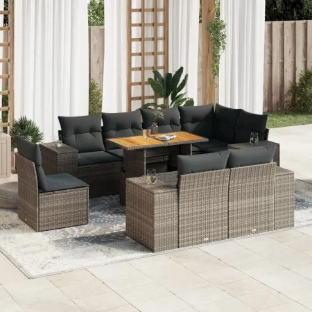 Set de sofás de jardín con cojines 9 pzas ratán sintético gris by , Garden sets - Ref: Foro24-3327392, Price: 658,01 €, Disco...