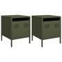 Mesitas de noche 2 unidades acero verde oliva 35x39x43,5 cm by , Nightstands - Ref: Foro24-851253, Price: 74,66 €, Discount: %