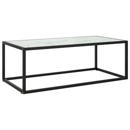 Schwarzer Couchtisch mit weißem Marmorglas 100x50x35 cm von vidaXL, Couchtisch - Ref: Foro24-322881, Preis: 79,22 €, Rabatt: %