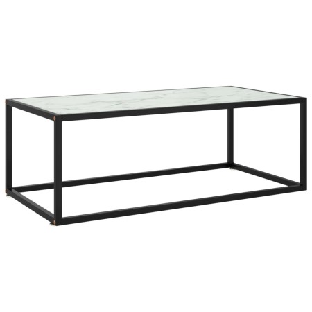 Schwarzer Couchtisch mit weißem Marmorglas 100x50x35 cm von vidaXL, Couchtisch - Ref: Foro24-322881, Preis: 80,63 €, Rabatt: %