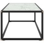 Mesa de centro negra con vidrio de mármol blanco 100x50x35 cm