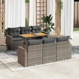 Set de sofás de jardín 7 pzas con cojines ratán sintético gris by , Garden sets - Ref: Foro24-3327000, Price: 506,23 €, Disco...