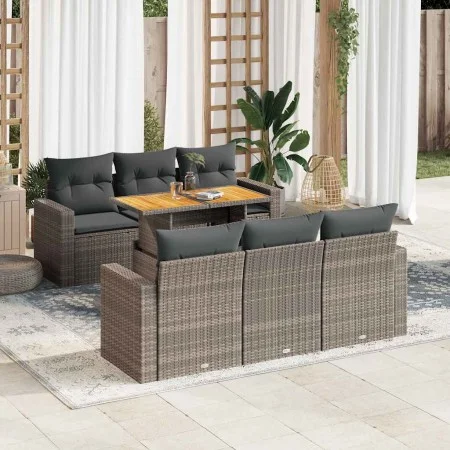 Set de sofás de jardín 7 pzas con cojines ratán sintético gris von , Gartensets - Ref: Foro24-3327000, Preis: 506,23 €, Rabat...