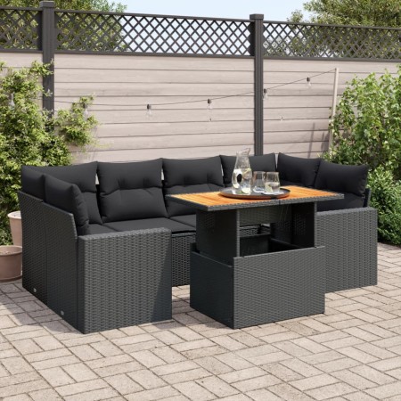 Set de sofás de jardín 7 pzas con cojines ratán sintético negro von , Gartensets - Ref: Foro24-3327002, Preis: 540,75 €, Raba...