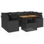 Set de sofás de jardín 7 pzas con cojines ratán sintético negro de , Conjuntos de jardín - Ref: Foro24-3327002, Precio: 531,2...