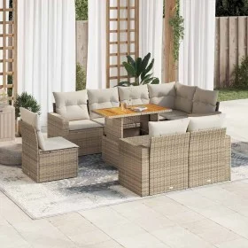 Set de sofás de jardín con cojines 9 pzas ratán sintético beige by , Garden sets - Ref: Foro24-3327054, Price: 708,81 €, Disc...