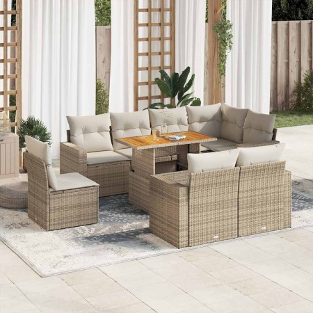 Set de sofás de jardín con cojines 9 pzas ratán sintético beige von , Gartensets - Ref: Foro24-3327054, Preis: 735,29 €, Raba...