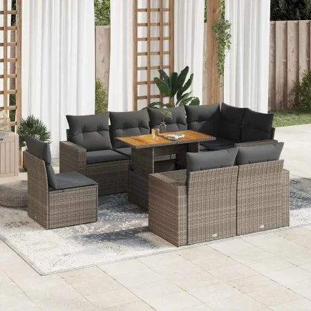 Set de sofás de jardín con cojines 9 pzas ratán sintético gris von , Gartensets - Ref: Foro24-3327056, Preis: 633,68 €, Rabat...