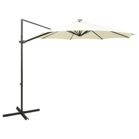 Cantilever parasol with pole and LED lights 300 cm sand by vidaXL, Umbrellas - Ref: Foro24-312336, Price: 117,55 €, Discount: %
