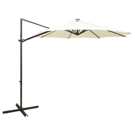 Sombrilla voladiza con poste y luces LED 300 cm arena de vidaXL, Sombrillas - Ref: Foro24-312336, Precio: 122,40 €, Descuento: %