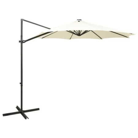 Sombrilla voladiza con poste y luces LED 300 cm arena de vidaXL, Sombrillas - Ref: Foro24-312336, Precio: 117,52 €, Descuento: %