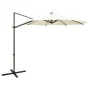 Sombrilla voladiza con poste y luces LED 300 cm arena de vidaXL, Sombrillas - Ref: Foro24-312336, Precio: 117,52 €, Descuento: %