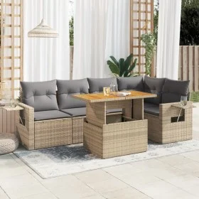 Juego de sofás jardín con cojines 6 pzas ratán sintético beige by , Garden sets - Ref: Foro24-3327153, Price: 455,94 €, Disco...