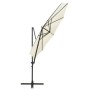 Sombrilla voladiza con poste y luces LED 300 cm arena de vidaXL, Sombrillas - Ref: Foro24-312336, Precio: 122,40 €, Descuento: %