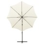 Sombrilla voladiza con poste y luces LED 300 cm arena de vidaXL, Sombrillas - Ref: Foro24-312336, Precio: 122,40 €, Descuento: %