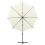 Sombrilla voladiza con poste y luces LED 300 cm arena de vidaXL, Sombrillas - Ref: Foro24-312336, Precio: 117,52 €, Descuento: %