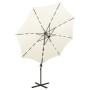 Sombrilla voladiza con poste y luces LED 300 cm arena de vidaXL, Sombrillas - Ref: Foro24-312336, Precio: 122,40 €, Descuento: %