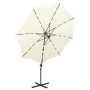 Sombrilla voladiza con poste y luces LED 300 cm arena de vidaXL, Sombrillas - Ref: Foro24-312336, Precio: 117,52 €, Descuento: %
