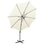 Sombrilla voladiza con poste y luces LED 300 cm arena de vidaXL, Sombrillas - Ref: Foro24-312336, Precio: 122,40 €, Descuento: %