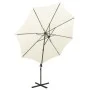 Sombrilla voladiza con poste y luces LED 300 cm arena de vidaXL, Sombrillas - Ref: Foro24-312336, Precio: 117,52 €, Descuento: %