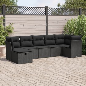 Set de sofás de jardín 7 pzas con cojines ratán sintético negro de , Conjuntos de jardín - Ref: Foro24-3325301, Precio: 467,7...